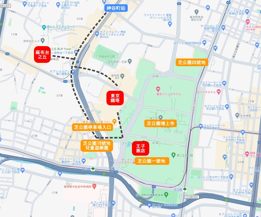 東京鐵塔拍照地點