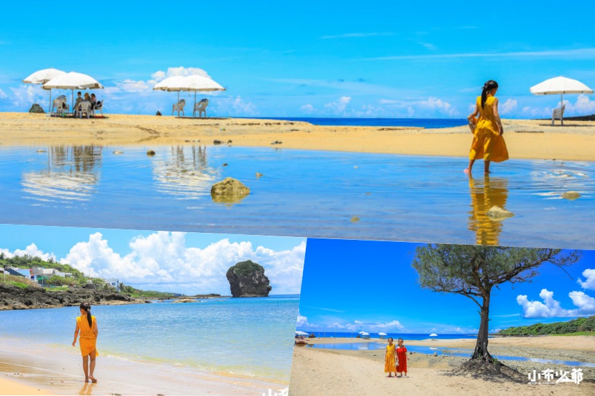 墾丁景點｜船帆石沙灘，純淨的金黃色沙灘色沙灘，超仙的天空之鏡拍攝處